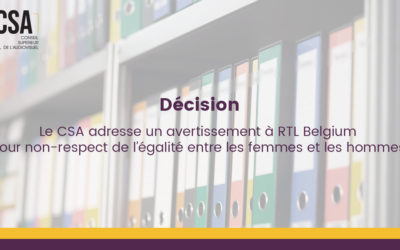 Le CSA adresse un avertissement à RTL Belgium pour non-respect de l’égalité entre les femmes et les hommes