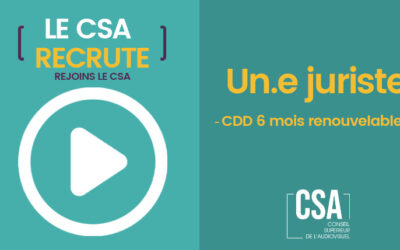 Le CSA recrute un.e juriste pour son service éditeurs (temps plein, CDD 6 mois renouvelable)