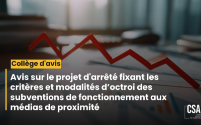 Collège d’avis sur le projet d’arrêté fixant les critères et modalités d’octroi des subventions de fonctionnement aux médias de proximité