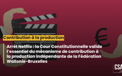 Arrêt Netflix : la Cour Constitutionnelle valide l’essentiel du mécanisme de contribution à la production indépendante de la Fédération Wallonie-Bruxelles